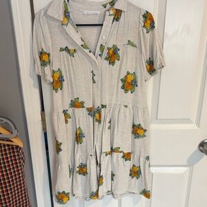 Jane and Delancey Floral Button-Down Dress - Cream and Yellow